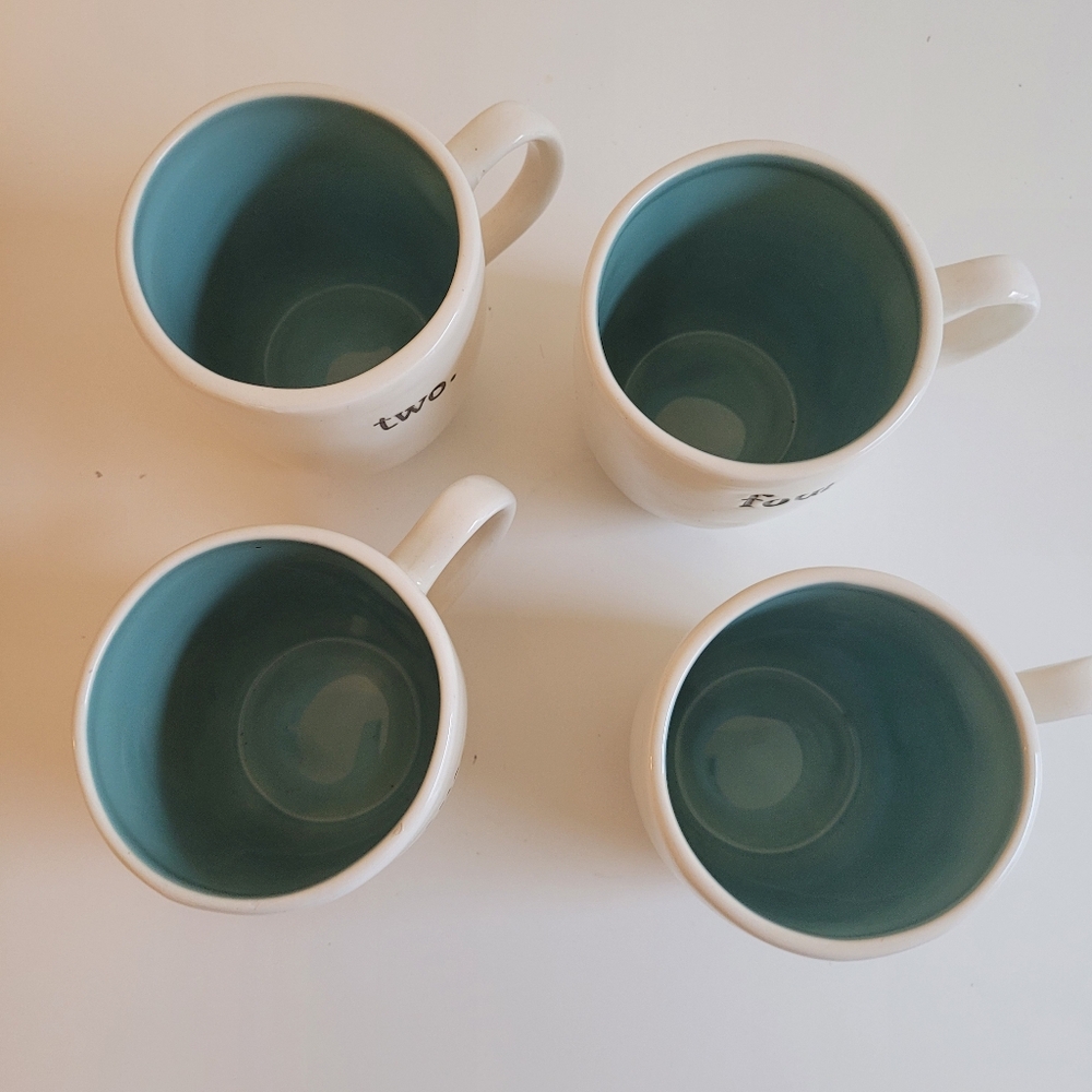 Magenta Exclusive by Rae Dunn White and Blue Modern  Mugs Set of 4 Numbered - Picture 9 of 11